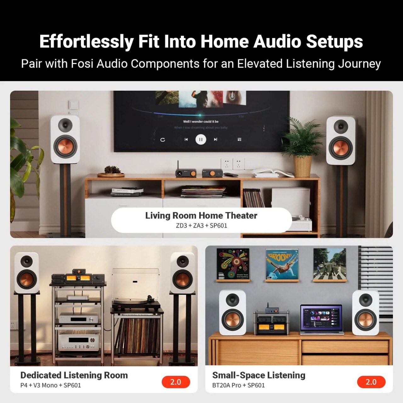 Fosi Audio SP601 被動式書架型喇叭
